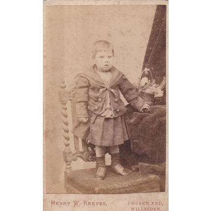 VICT. CDV PHOTO -BOY IN GIRLS CLOTHING BY H.W. REEVES, WILLESDON