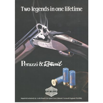 PERAZZI & ROTTWEIL shotgun (Leslie Hewett Ltd, Cornwall) Original 1986 Advert