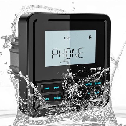 Waterproof Marine Digital Media Receiver - Bluetooth Marine Stereo with 2.8 Inch