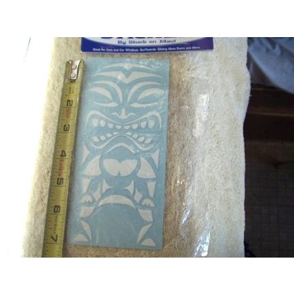 tiki #18 -18w white vinyl decal sticker approx 7" x 2.75" by stuck on maui