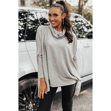Gray Cowl Neck Shift Tunic Top