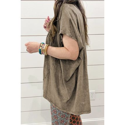 Sage Green Vintage Washed Short Dolman Sleeve Oversized T Shirt