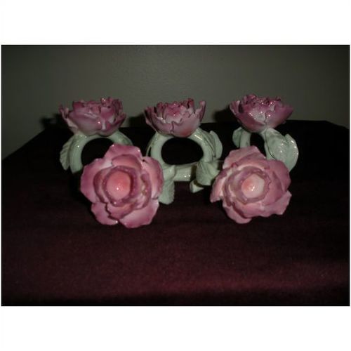 5 pc set Floral Ceramics Napkin Rings