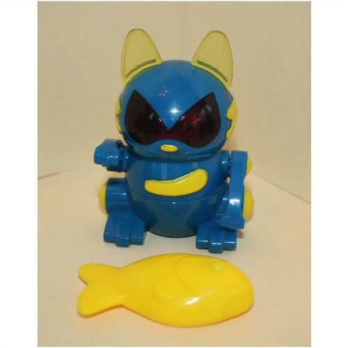 2001 McDonalds Robo Chi Pets Blue & Yellow Meow Chi with Fish