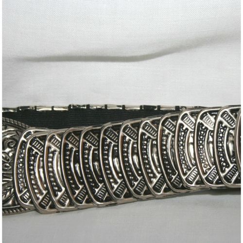 Vintage 1970 1980 Silver Metal Corcertina Belt One Size Mens Womens