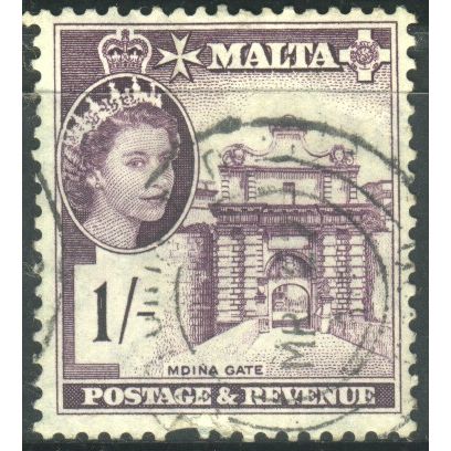 Malta 1956 - SG276 - 1/- violet - Mdina Gate - used