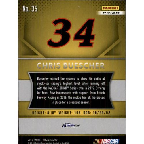 2016 Panini Prizm Racing Chris Buescher RED White & Blue Prizm #35