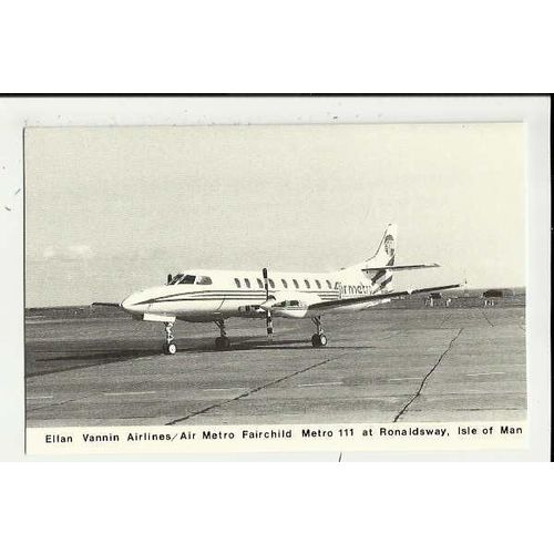 Aviation ELLAN VANNIN AIRLINES METRO III Postcard by Mannin (CE52)