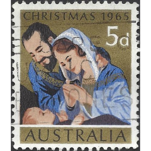 AUSTRALIA, CHRISTMAS, Nativity, gold & blue 1965, 5d, #7