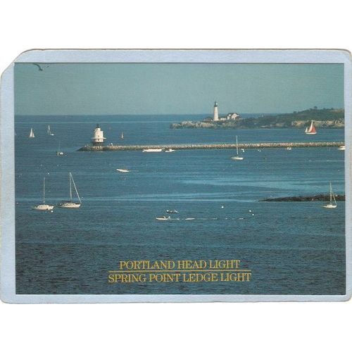 ME Portland Lighthouse Postcard Portland Head Lighthouse & Spring Point Li~314
