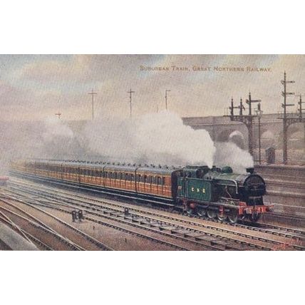Great Northern Railway Suburb Train Antique Postcard