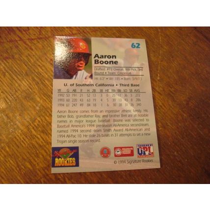 1994 Signature Rookies, Autograph, AARON BOONE, USC, #62