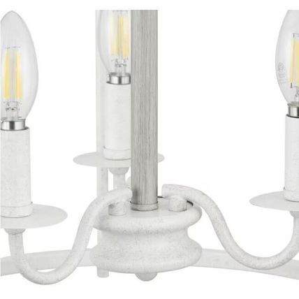 Somstreet 13.75" 3-Light Cottage White Cage Pendant Light Bleached Oak Accents