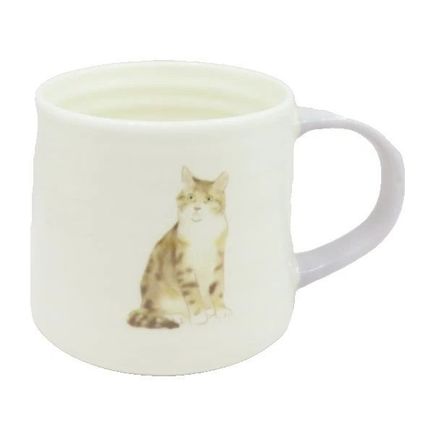 Cat Mug Ceramic 8 CM with Grey Handle Dishwasher & Microwave Safe Tableware