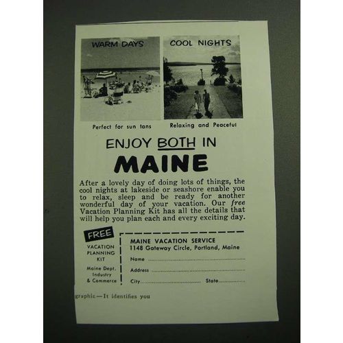 1957 Maine Tourism Ad - Enjoy Both in Maine