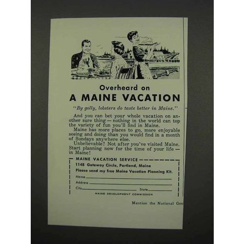1957 Maine Tourism Ad - Overheard on Vacation