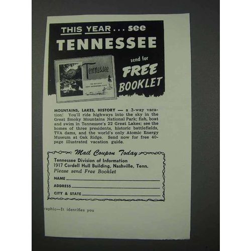 1959 Tennessee Tourism Ad - This Year See