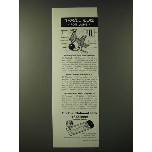 1960 The First National Bank of Chicago Ad - Travel Quiz (for June)