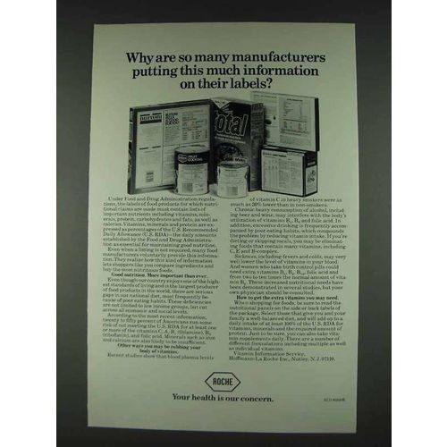 1978 Roche Vitamins Ad - Information on Their Labels