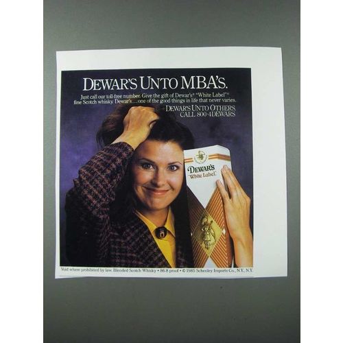1986 Dewar's White Label Scotch Ad - Dewar's Unto MBA's