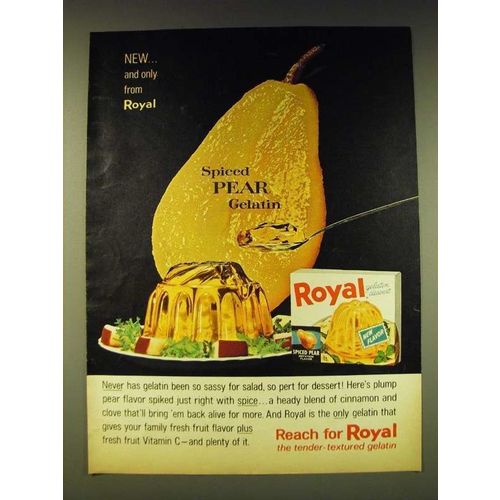 1964 Royal Spiced Pear Gelatin Ad - New and only from Royal