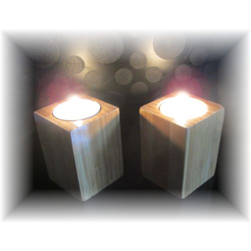 Teelichthalter, 3 versch.,Holz-Kerzenhalter, Kerze
