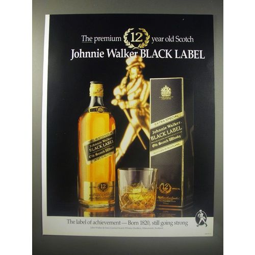 1990 Johnnie Walker Black Label Scotch Ad - The premium 12 year old Scotch