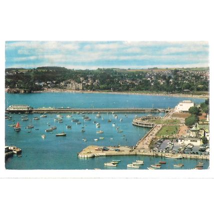HARBOUR from VANE HILL, TORQUAY, DEVON used vintage postcard 1969 postmark =