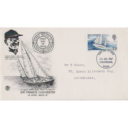 GB 1967 Gypsy Moth FDC Colchester postmark