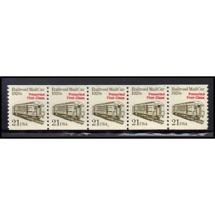 2265 21c Mail Car Fine MNH Dry Gum PNC 2/5 X1273