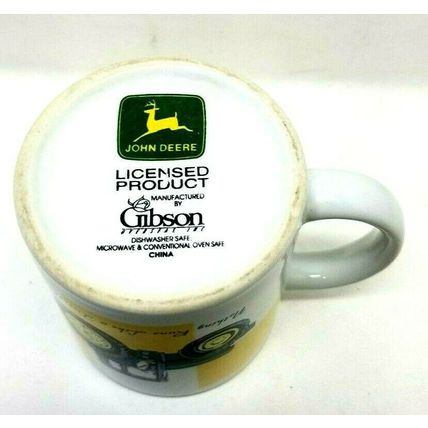 John Deere Tractor Mug Coffee Cup Nothing Rides Like Deere White & Yellow (G27)