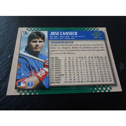 1995 Score Card # 004 Jose Canseco Near Mint (7) Texas Rangers