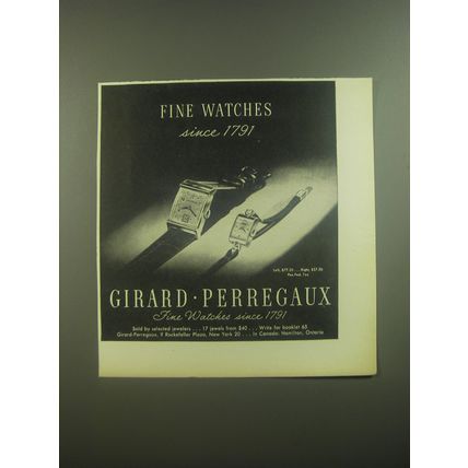 1946 Girard-Perregaux Watches Ad - Fine Watches since 1791