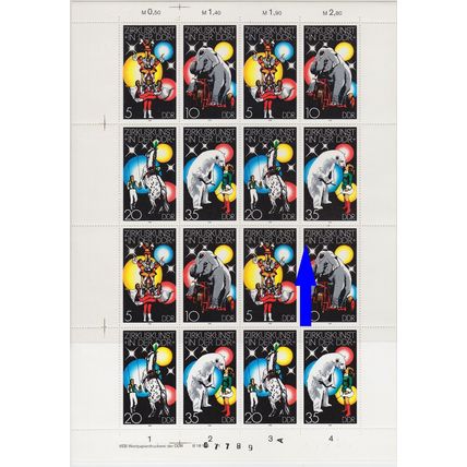 GERMANY DDR [1978] MiNr 2364-67 F12,I Bogen ( **/mnh ) Zirkus Plattenfehler [A07