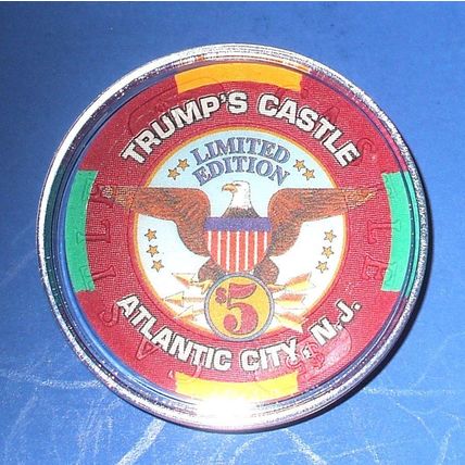 (1) $5. TRUMP Castle CASINO CHIP- We Salute Our Veterans - Limited Edition -1996