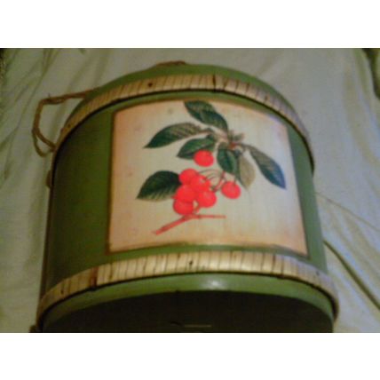 Wall Pocket basket sage color floral design wood