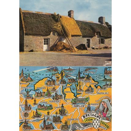 Roof Thatcher In Brittany France French Map 2x Postcard s
