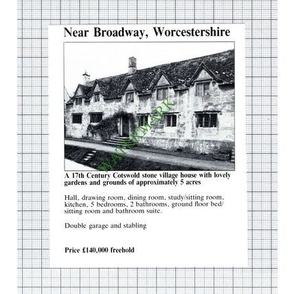 Broadway Worcestershire House Sale Advert - 1981 Cutting