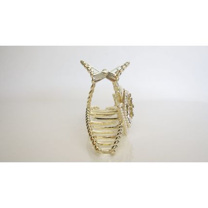 Long one sided crystal bow gold metal hair claw clip for medium thick hair
