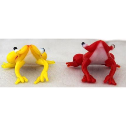 2 x Vintage (1970's) Hand Made, Art Glass, Miniature Frogs
