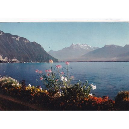 Montreux Chillon Switzerland Postcard posted 1973 creased