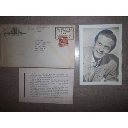 Bill Lundigan Original Fan Photo Pre printed Autograph Metro Goldwyn Mayer