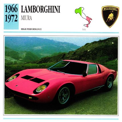 Collectors Club card. Classic Cars. Lamborghini Miura