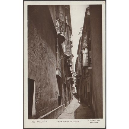 Calle Tomas de Cozar, Málaga, 1935 - Roisin Foto Tarjeta Postal