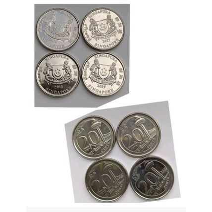Republic of Singapore 2013-2019 20-cent both pristine & mint flaw EIGHT coins e