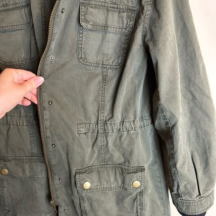 Halogen Women's Utility Jacket S Hooded High Neck Army Green Zip Pockets