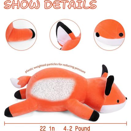 24" 4.2Lbs Fox Weighted Stuffed Animals, Giant Weighted Plush Animal, Cuddle Sen