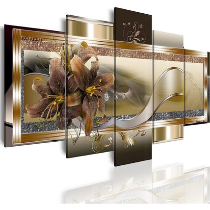 LUDUHU Yellow Orchid Flowers Canvas Print - Abstract Wall Art Painting Decor for