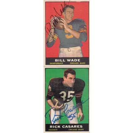 BILL WADE & RICK CASARES AUTO 1961 CHICAGO BEARS HOF ALL-PRO BACKFIELD PLAYERS