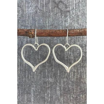 Silvery Heart Shape Hook Drop Earrings